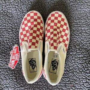 NEW Red Classic Slip-On Checkered Vans